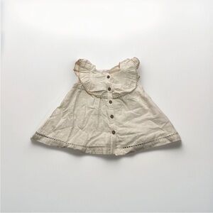 NEW SHABBY CHIC beige Cotton Girls Button Down Flowy Top Size 18 Months